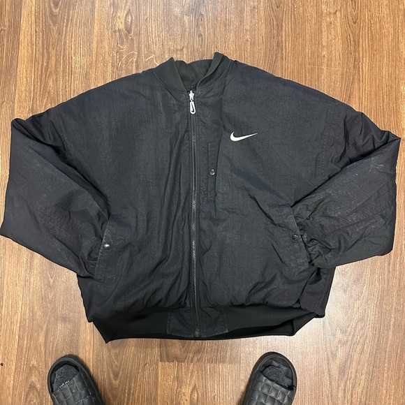 Vintage 90's Nike Big Swoosh Bomber Puffer Jacket Reversible Quilted Men's - Picture 6 of 7